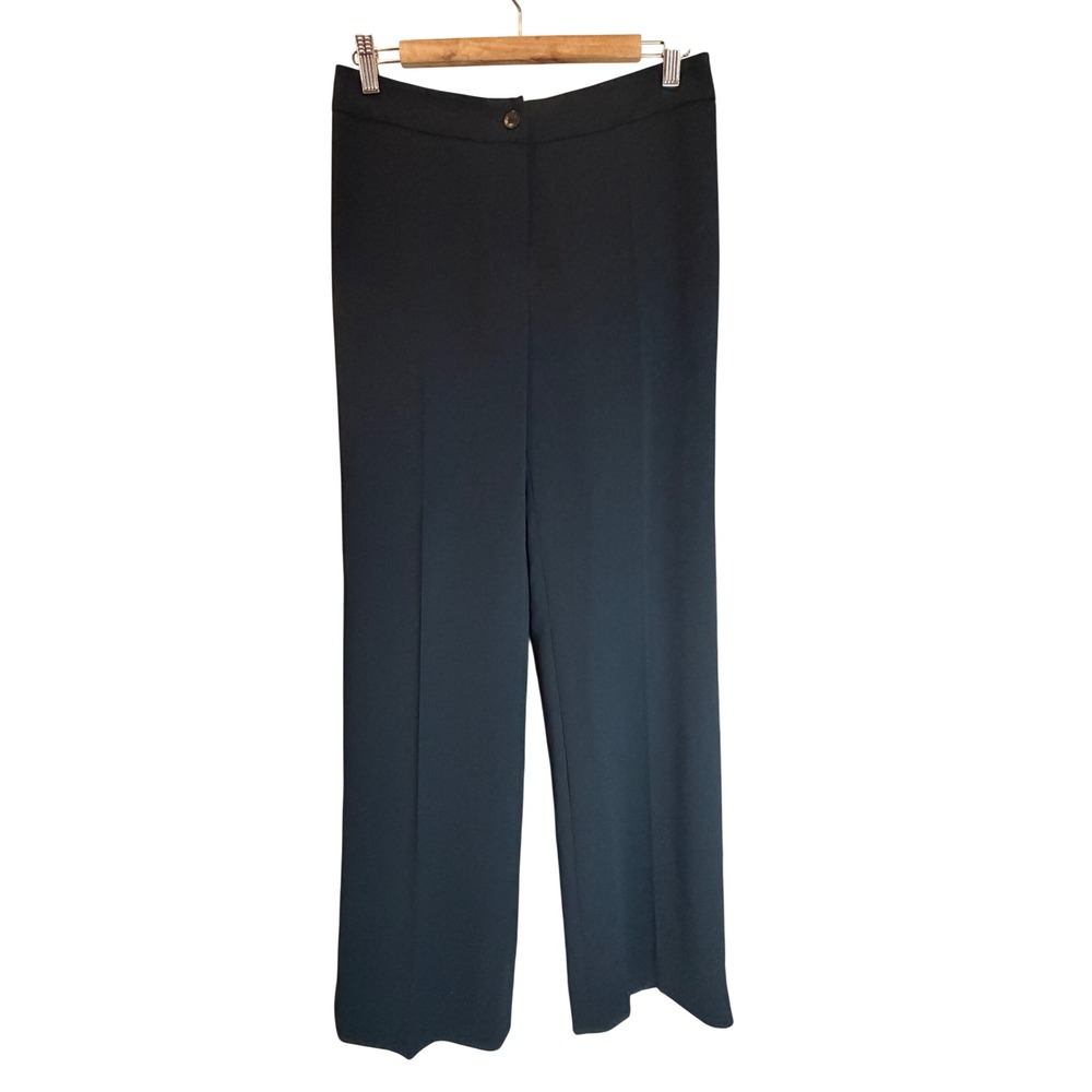 Max Mara Black Wide Leg Trousers Size 8 US High Rise Straight Leg Dress Pants